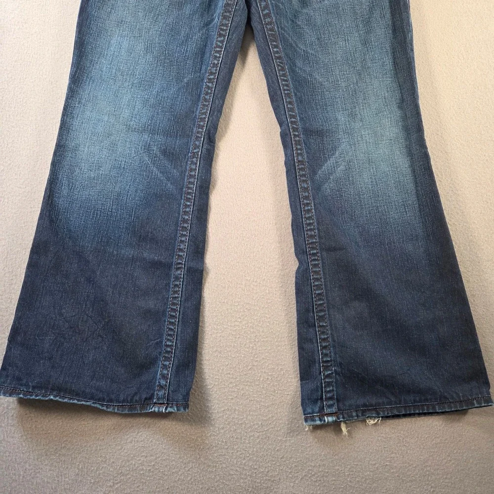 True Religion Jeans Mens 38 Rainbow Billy Dark Wash Denim Bootcut Baggy Wide Leg